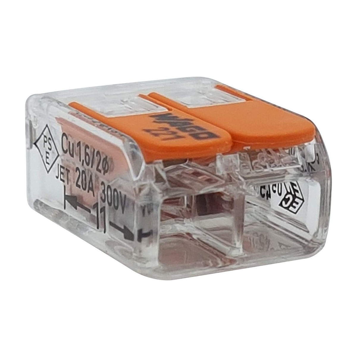 50 Stück Verbindungsklemmen 221-412, 2-adrig mit Hebel, 1 2 Fach 0,2 - 4 Mm²