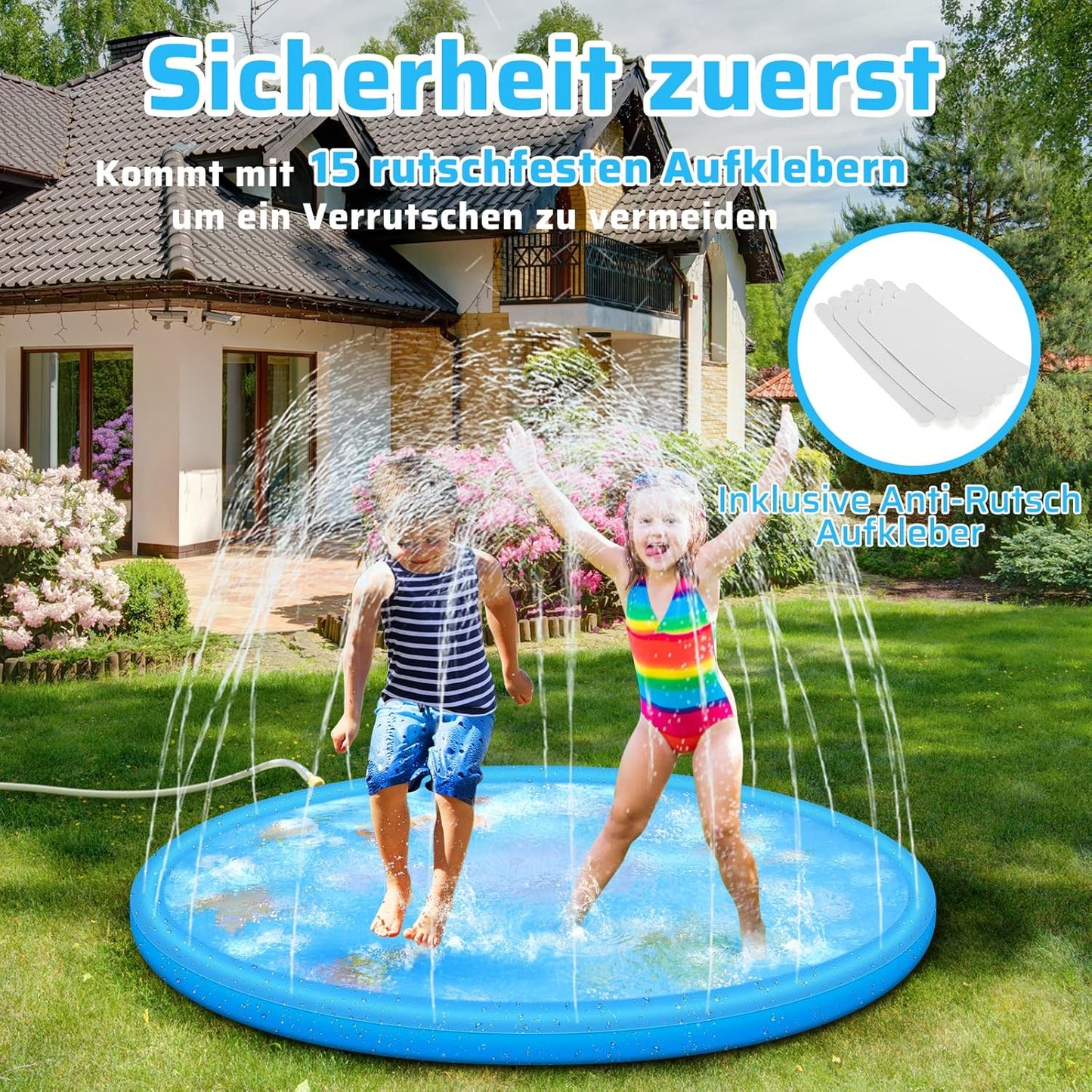 Splash Pad - Sprinkler-Wassermatte für Kinder & Haustiere, Blau