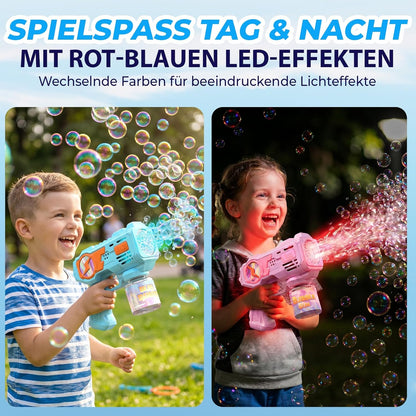 2er Seifenblasenpistolen-Set mit LED und Nachfüllkonzentrat, Blau + Lila