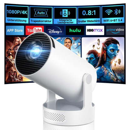 Smart Mini Beamer mit 4K/1080P Unterstützung, Grauweiss