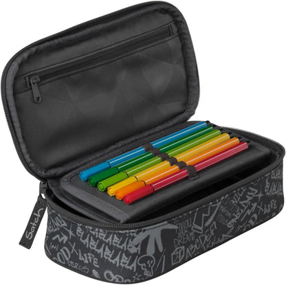 Schlamperbox mit Trenn- und Reissverschlussfach, Street Ink - Grau