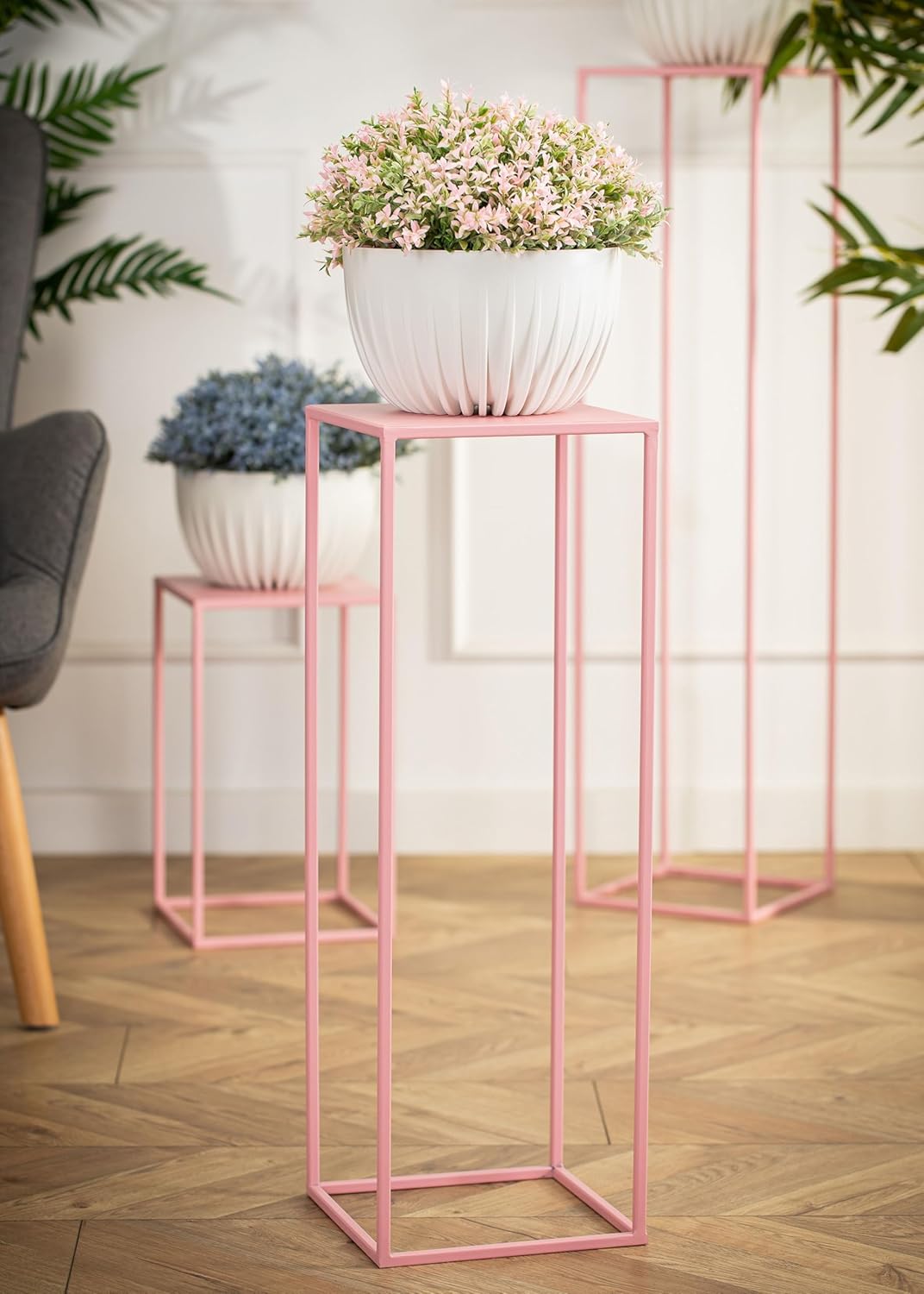 Blumenständer im Loft-Stil, 70 cm hoch, 70 cm, Rosa