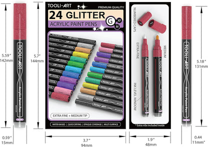 Acrylstifte-Set für Steinmalerei, GLITZERN