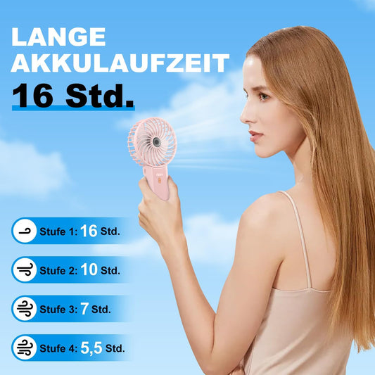 2er-Set Faltbarer Mini-Handventilator, Rosa+rosa