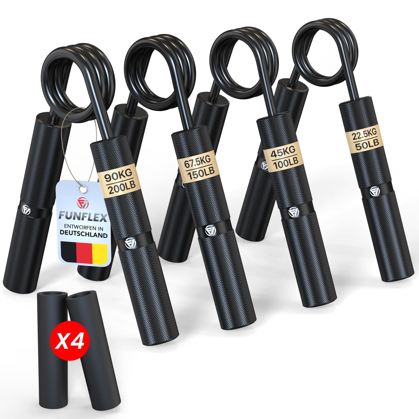 4er-Set Griffkrafttrainer, Schwarz