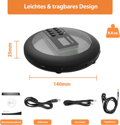 Tragbarer CD-Player mit Kopfhörer