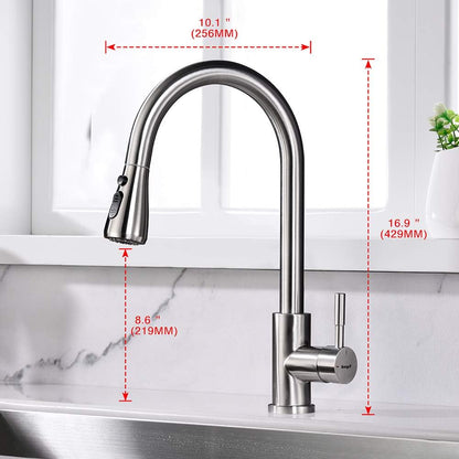 Ausziehbarer Wasserhahn mit 3 Sprühmodi, Grau