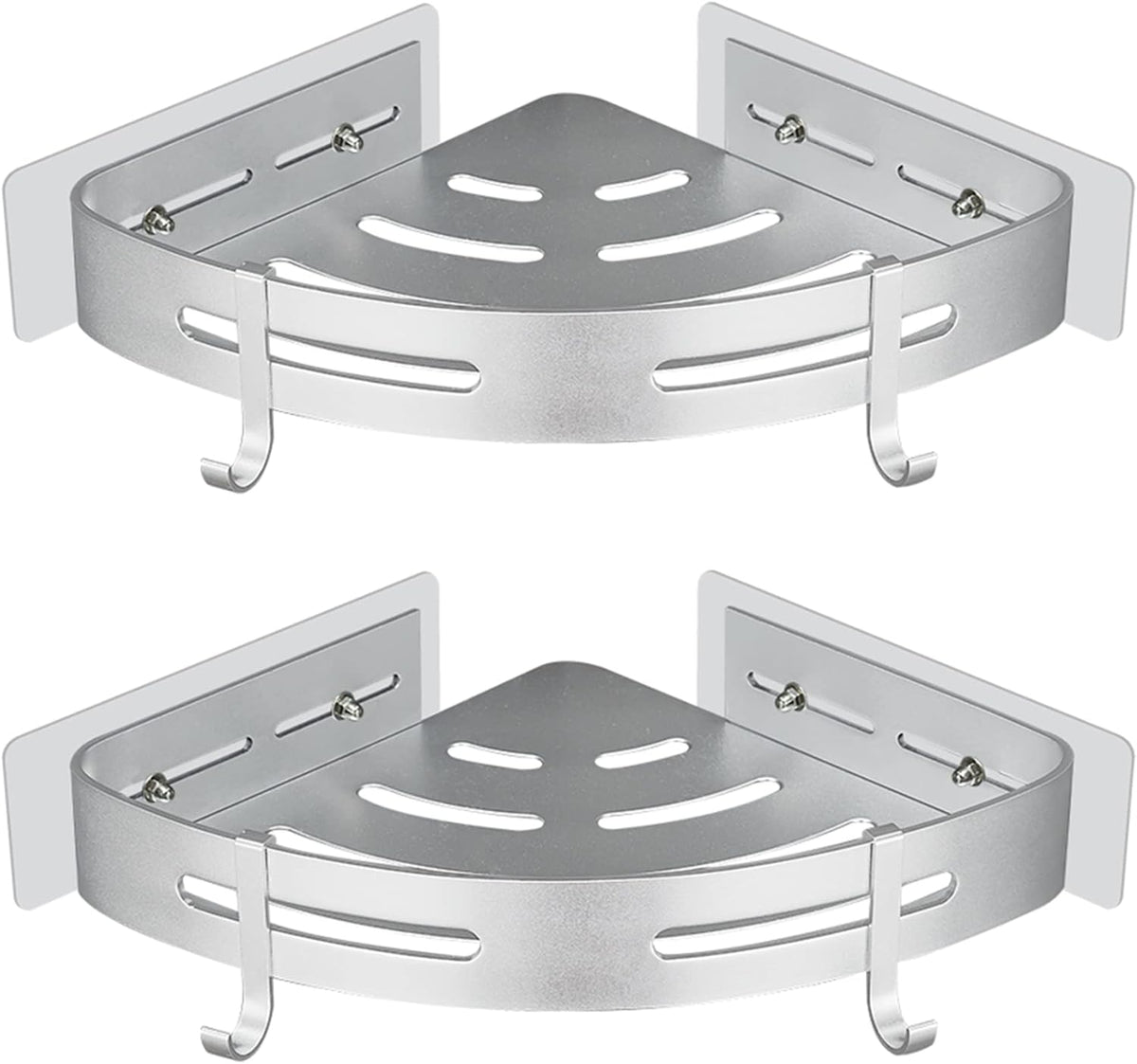 Eck-Duschablage ohne Bohren, 2 Stück, Silber Glänzend