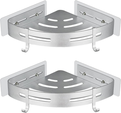 Eck-Duschablage ohne Bohren, 2 Stück, Silber Glänzend
