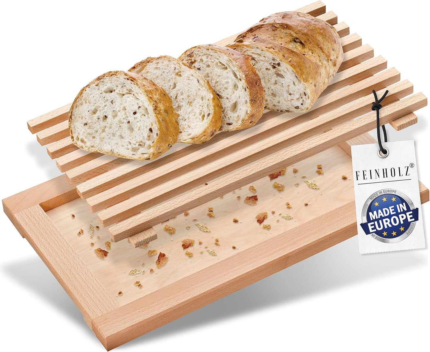 Brotschneidebrett mit Krümelfach, 40 x 25 cm