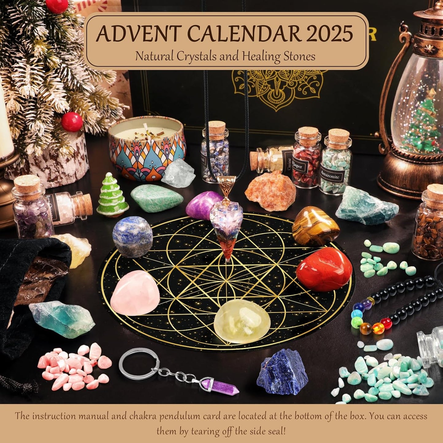 Adventskalender mit Edelsteinen und Kristallen