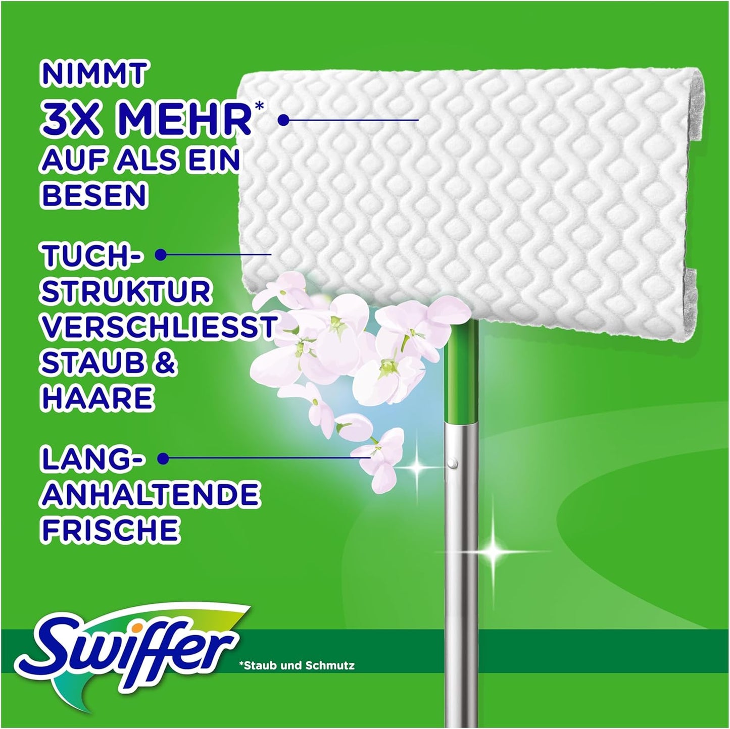 Bodenwischer Dry & Wet Starter-Set, Stab + 16 Dry + 8 Wet