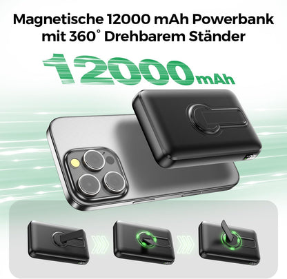 Magnetische Powerbank mit Schnellladefunktion, Schwarz