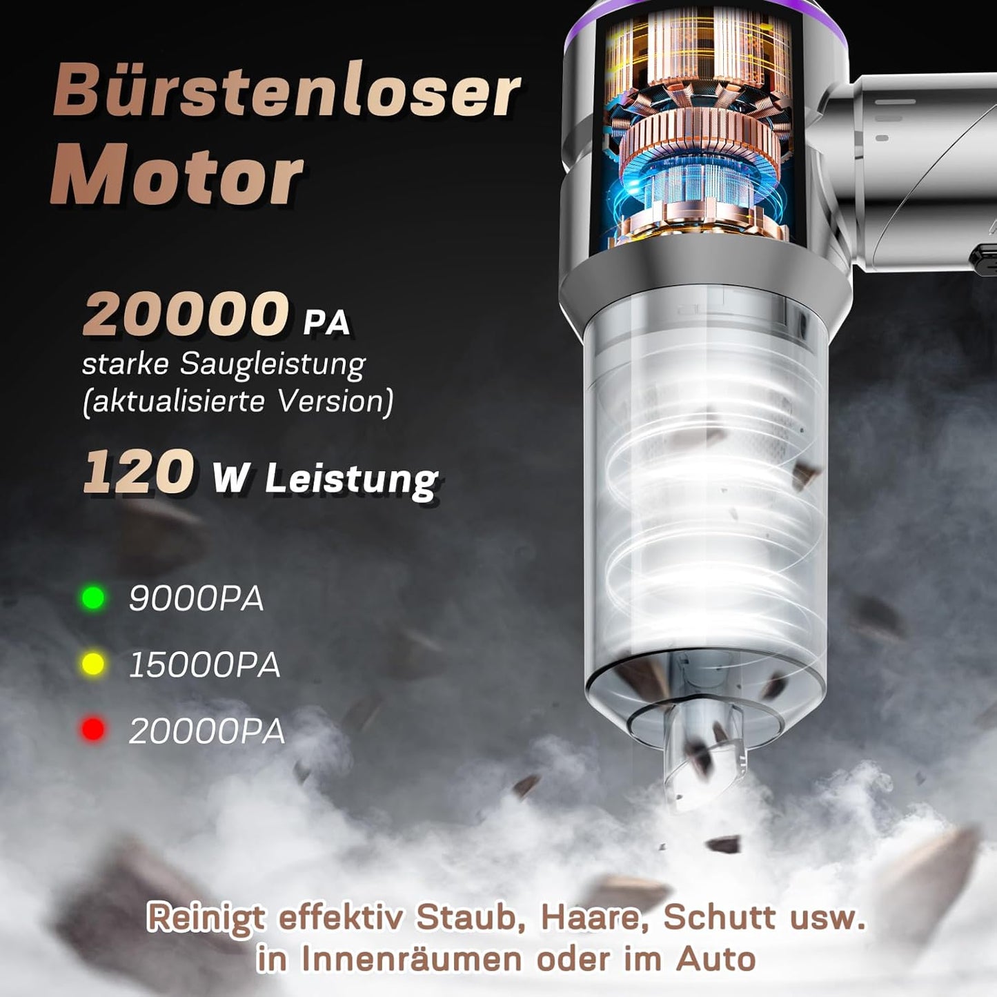 Kabelloser 4-in-1 Handstaubsauger, Silber