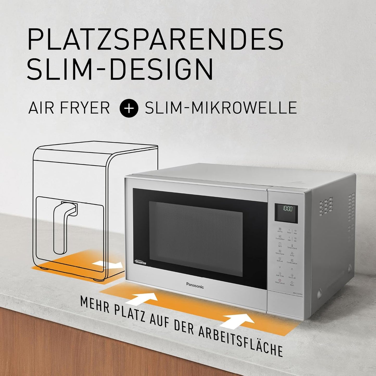 Kombimikrowelle mit Airfryer und Grillfunktion, Silber