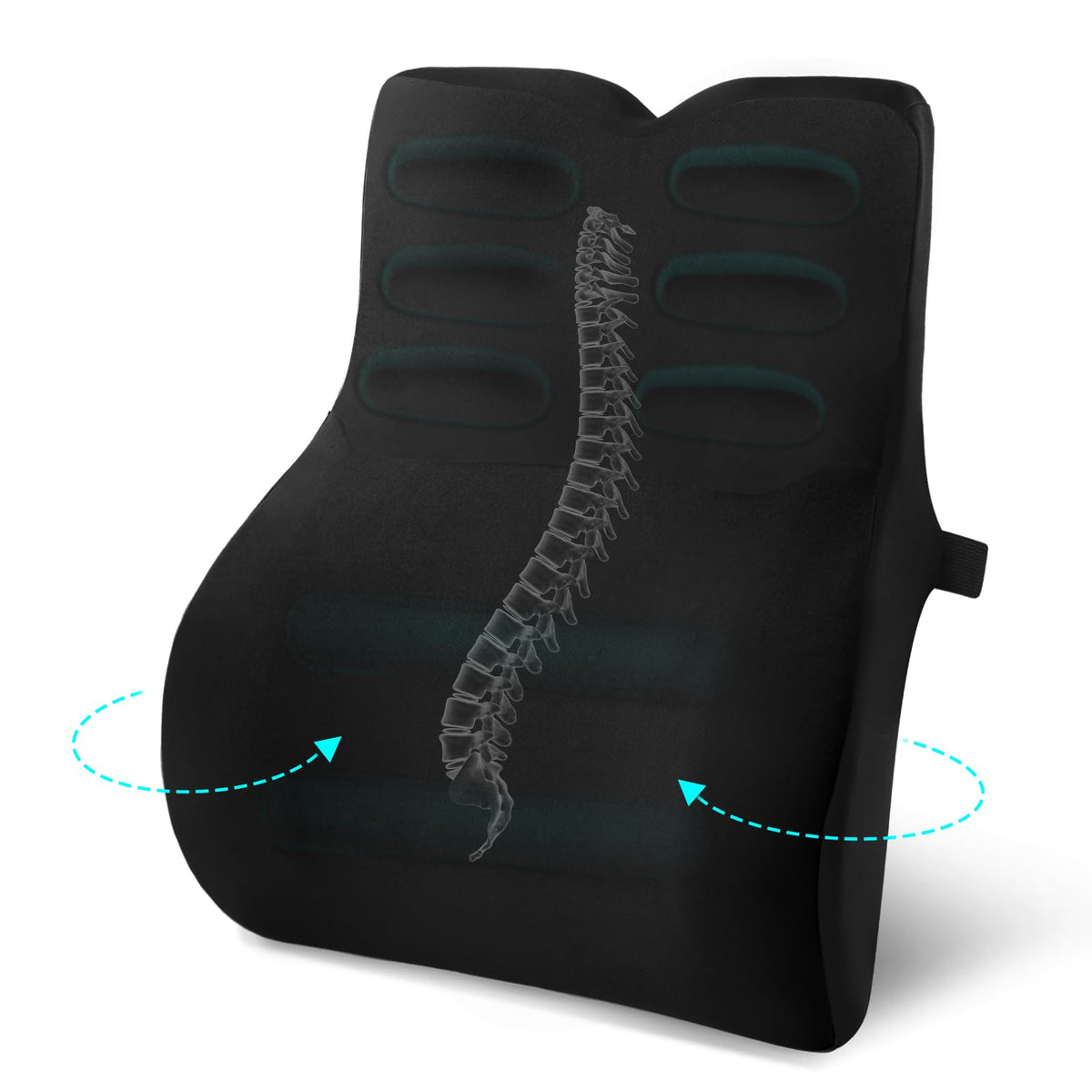 Ergonomisches Lendenwirbelkissen mit Memory Foam, Schwarz Memory Foam