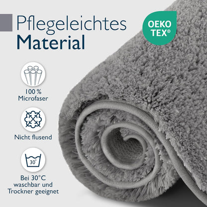 Rutschfeste Badematte, Fussbodenheizung geeignet, 70 x 120 cm, 70 x 120 cm Hellgrau