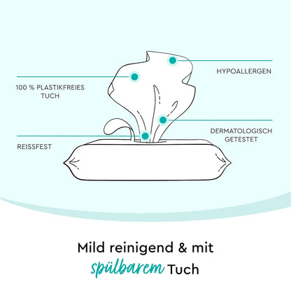 Feuchte Toilettentücher, spülbar, 60 stück (12er Pack)