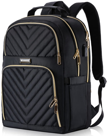 Stylischer Schulrucksack mit USB-Port, 15.6" Schwarz