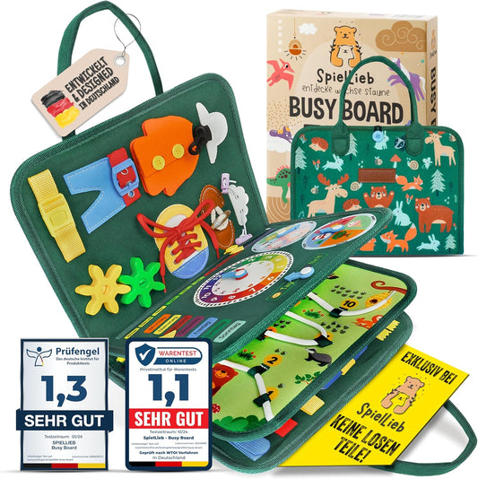 Montessori Busy Board ab 3 Jahren - Activity Spielzeug, grün