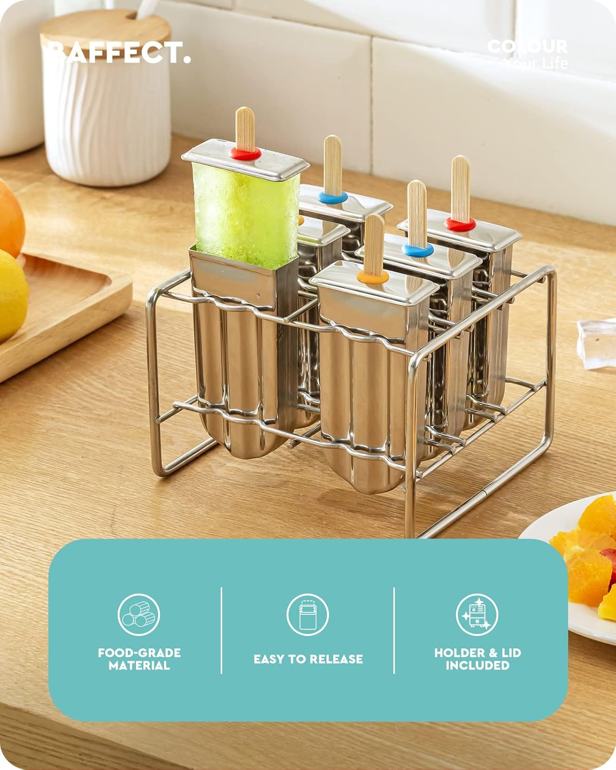Edelstahl Eiscreme-Formen-Set (6 Stück, rund), Rund