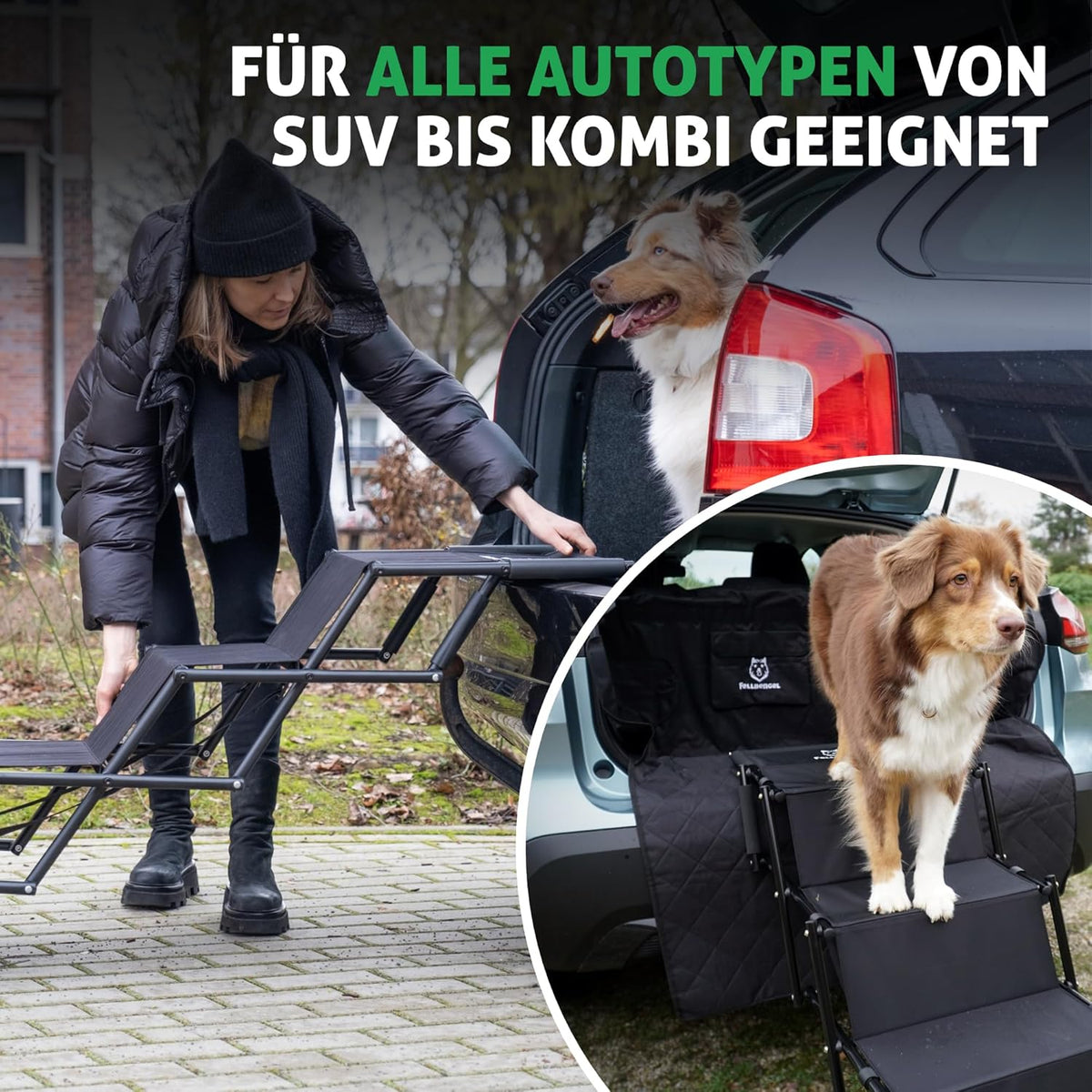 Klappbare Hundetreppe, 4 Stufen Schwarz