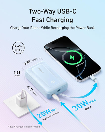 Zolo Powerbank mit USB-C Kabel, 20000mAh Rosa