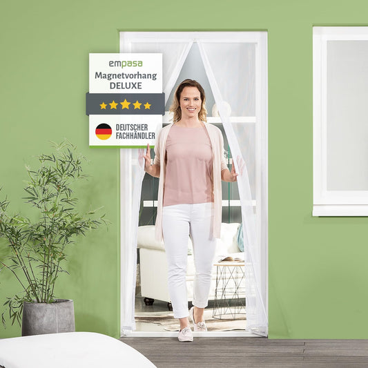 Selbstschliessendes Fliegengitter mit Magnetverschluss, 85 x 210 cm Weiß