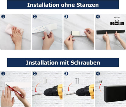 Magnetische Messerleiste, Schwarz 40 cm