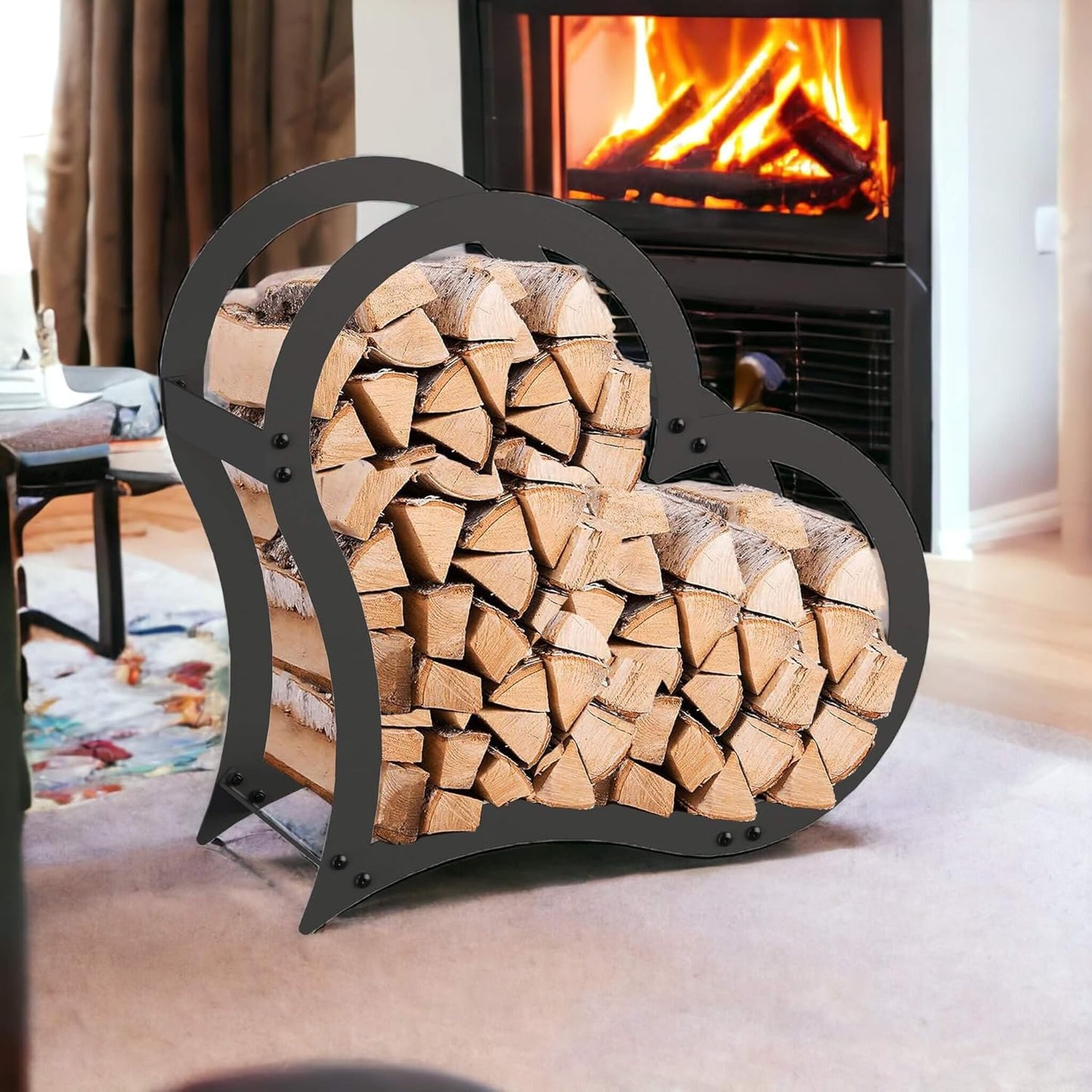 Kaminholzregal Herz-Design