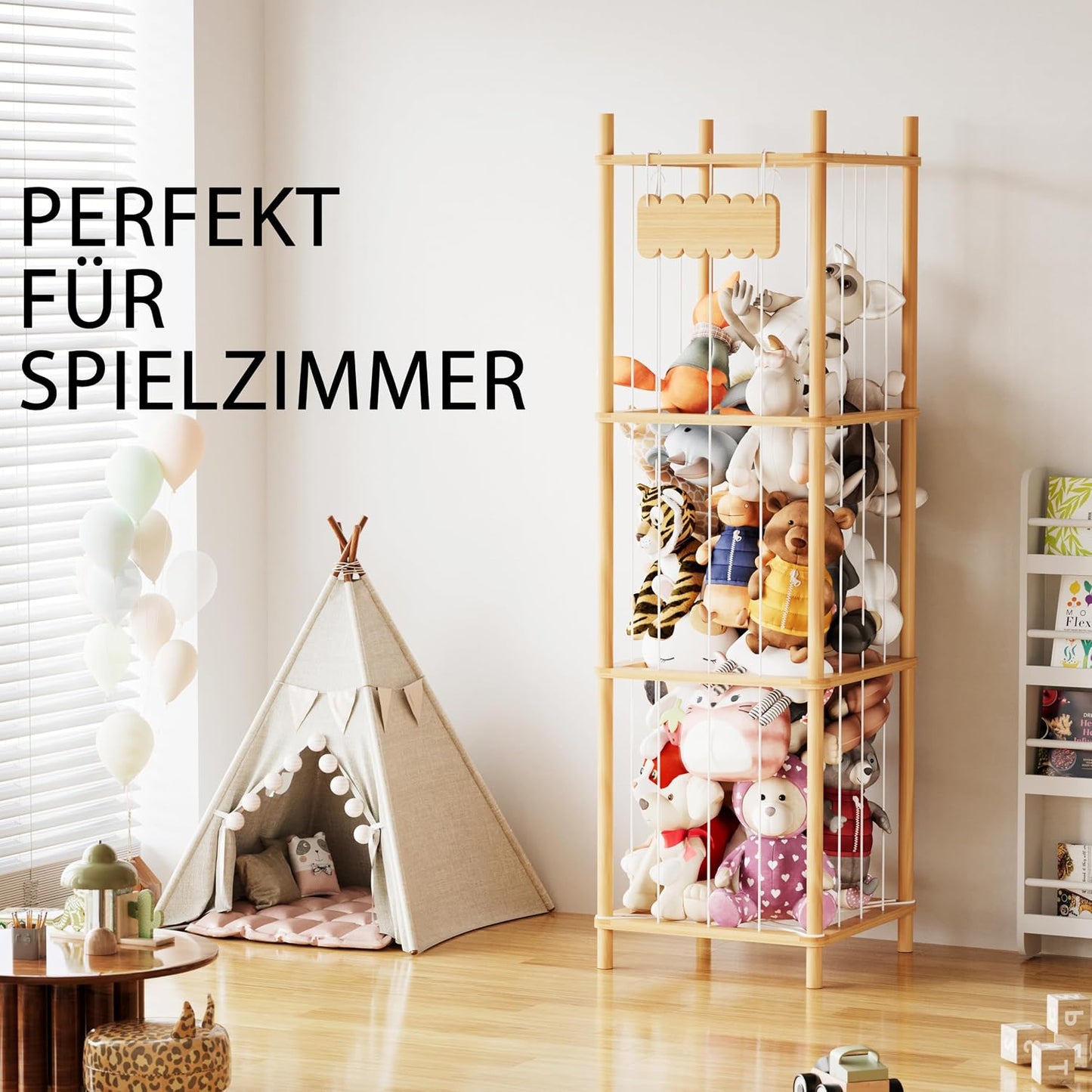 Stofftier Aufbewahrungskäfig, Natur 40 cm Breit
