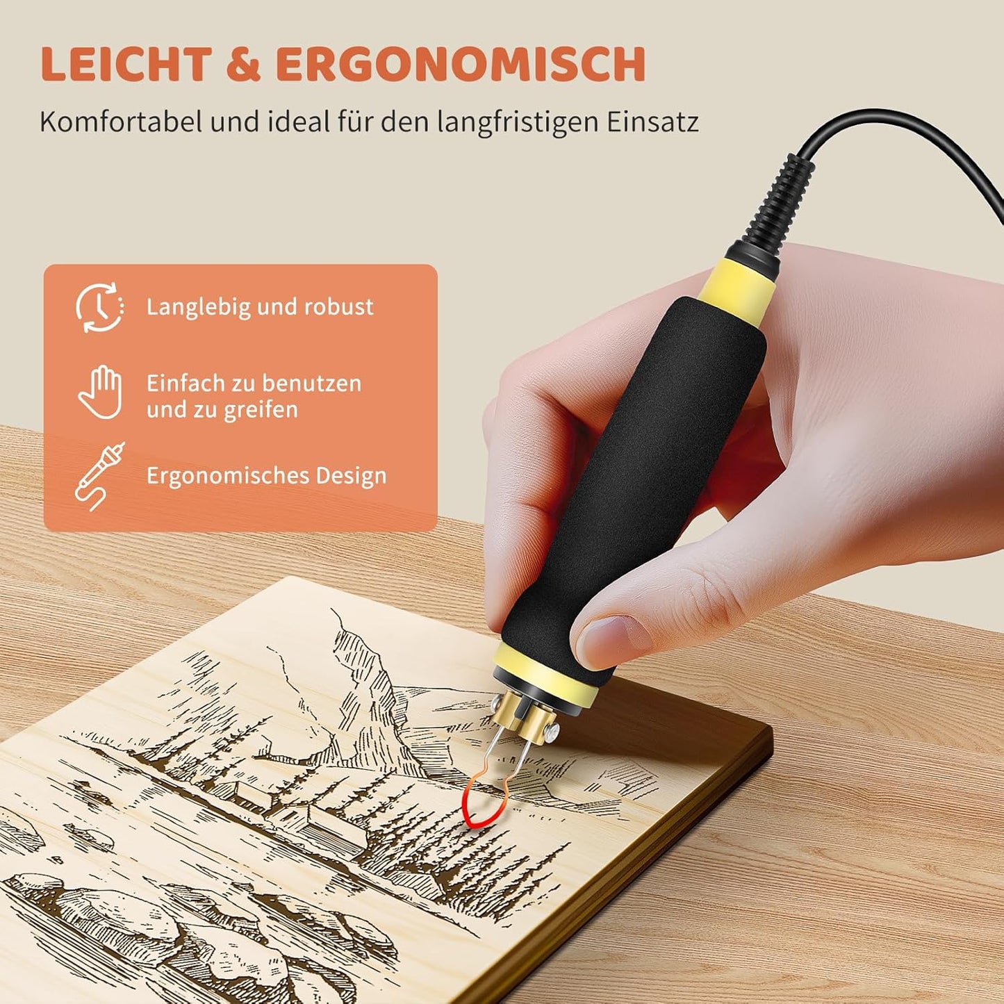 Pyrographie-Set mit LCD-Display und 21 Spitzen, Doppel-pyrographie-stifte