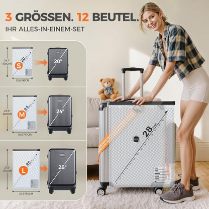 12-teiliges Vakuumbeutel-Set mit USB-C Pumpe, 12 Stück