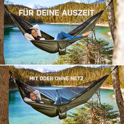 Hängematte mit Moskitonetz, Oliv
