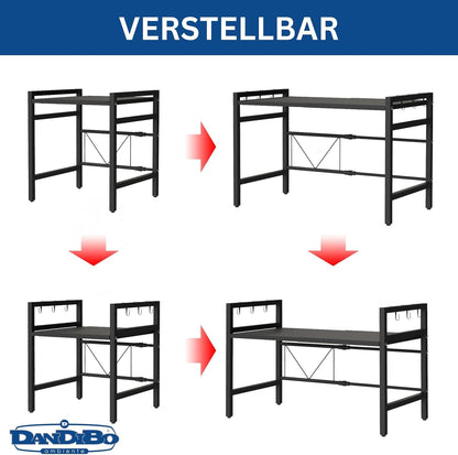 Verstellbares Mikrowellenregal 2-stufig, Schwarz 2 Stufig / Höhe 46 cm