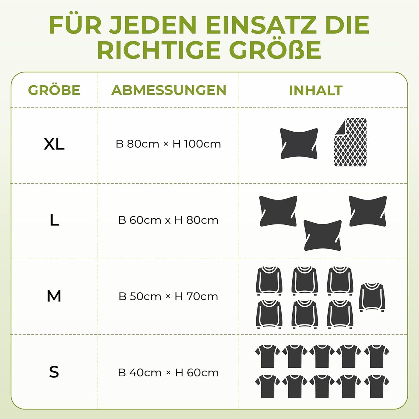6-teiliges Vakuumbeutel-Set in 3 Grössen, 6x - 2 Medium, 2 Large, 2 X-Large