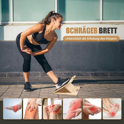 Verstellbares Schrägbrett mit Trainingsposter und Bändern