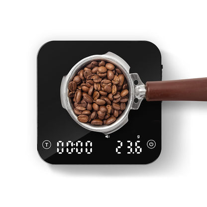Barista-Waage mit Timer, Schwarz und Silber
