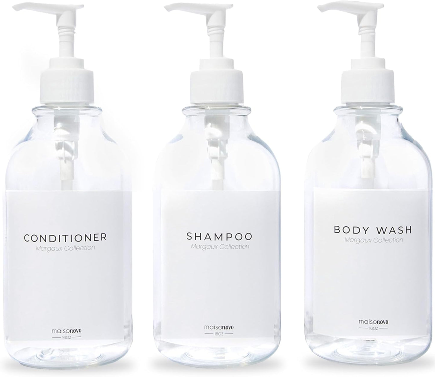 Nachfüllbare Shampoo- und Conditioner-Flaschen (3er Set), Klar Weiß X3