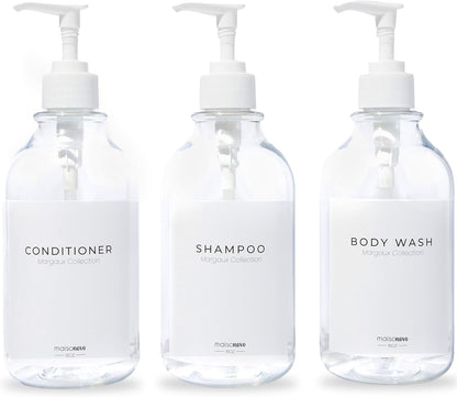 Nachfüllbare Shampoo- und Conditioner-Flaschen (3er Set), Klar Weiß X3