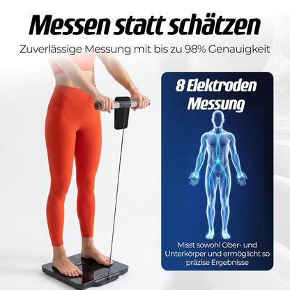 Körperfettwaage mit App & 8 Elektroden, 21 Messwerte, Pro Schwarz
