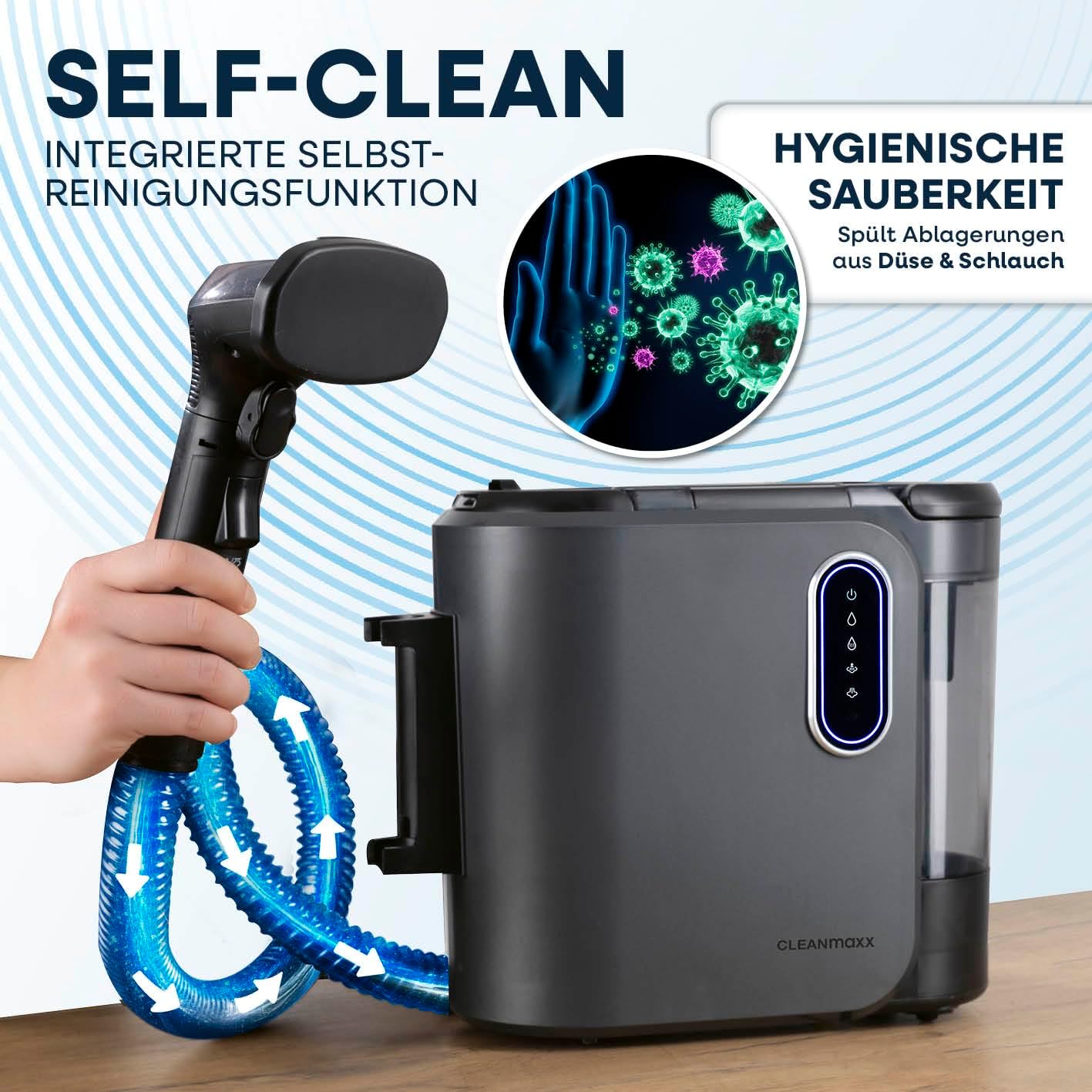 Polster- & Teppichreiniger Vapore Pro Steam 3in1, Schwarz Pro Steam Touch 2000W