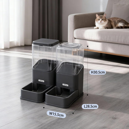 Automatischer Futter- und Wasserspender für Haustiere 3.8 L, Schwarz