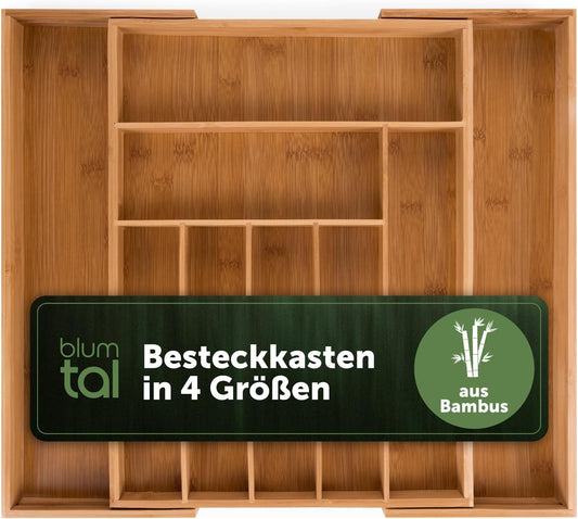 Bambus-Besteckkasten, Flexibel Groß - 7 bis 9 Fächer