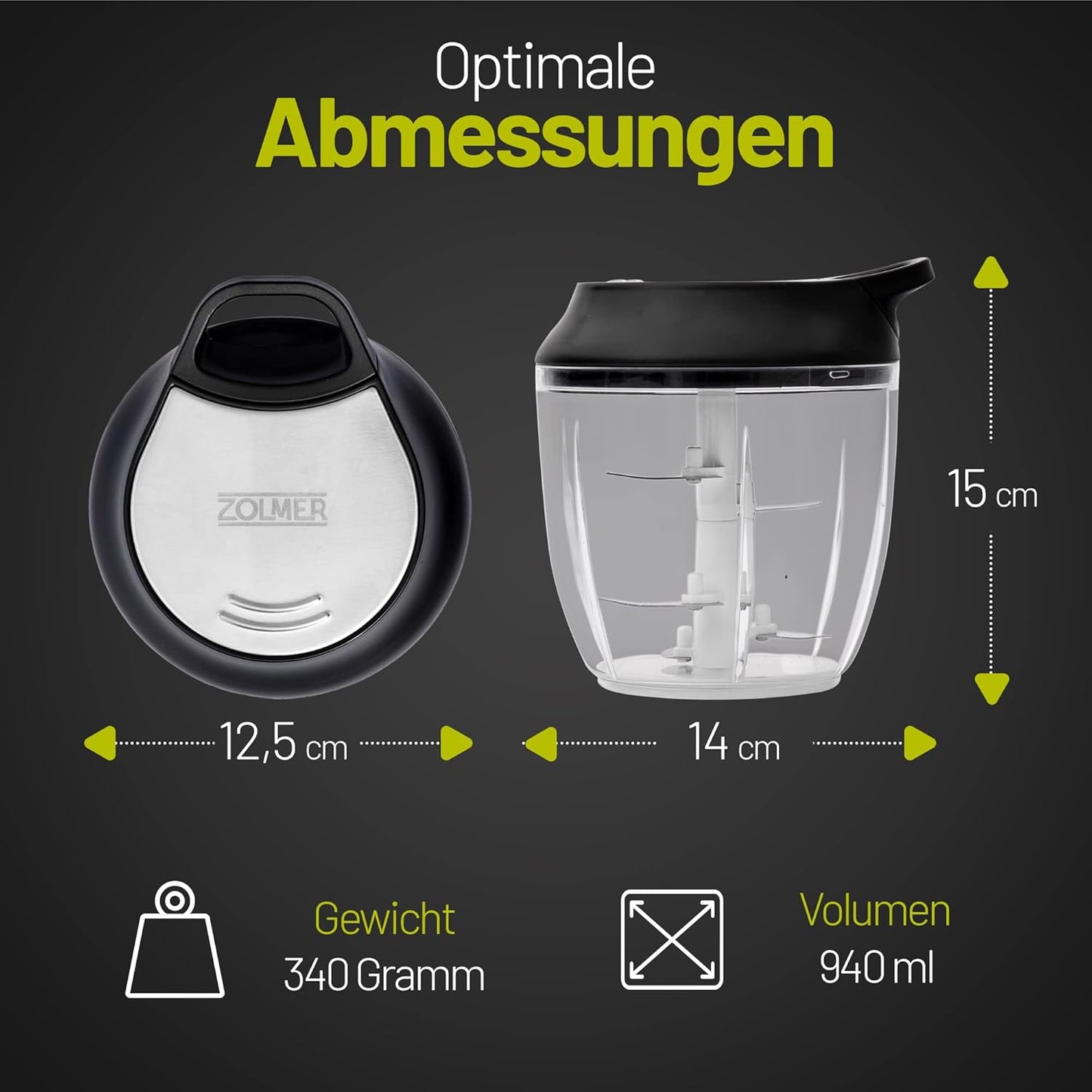 Manueller Zwiebelschneider mit Seilzug, Zwiebelschneider 940 Ml
