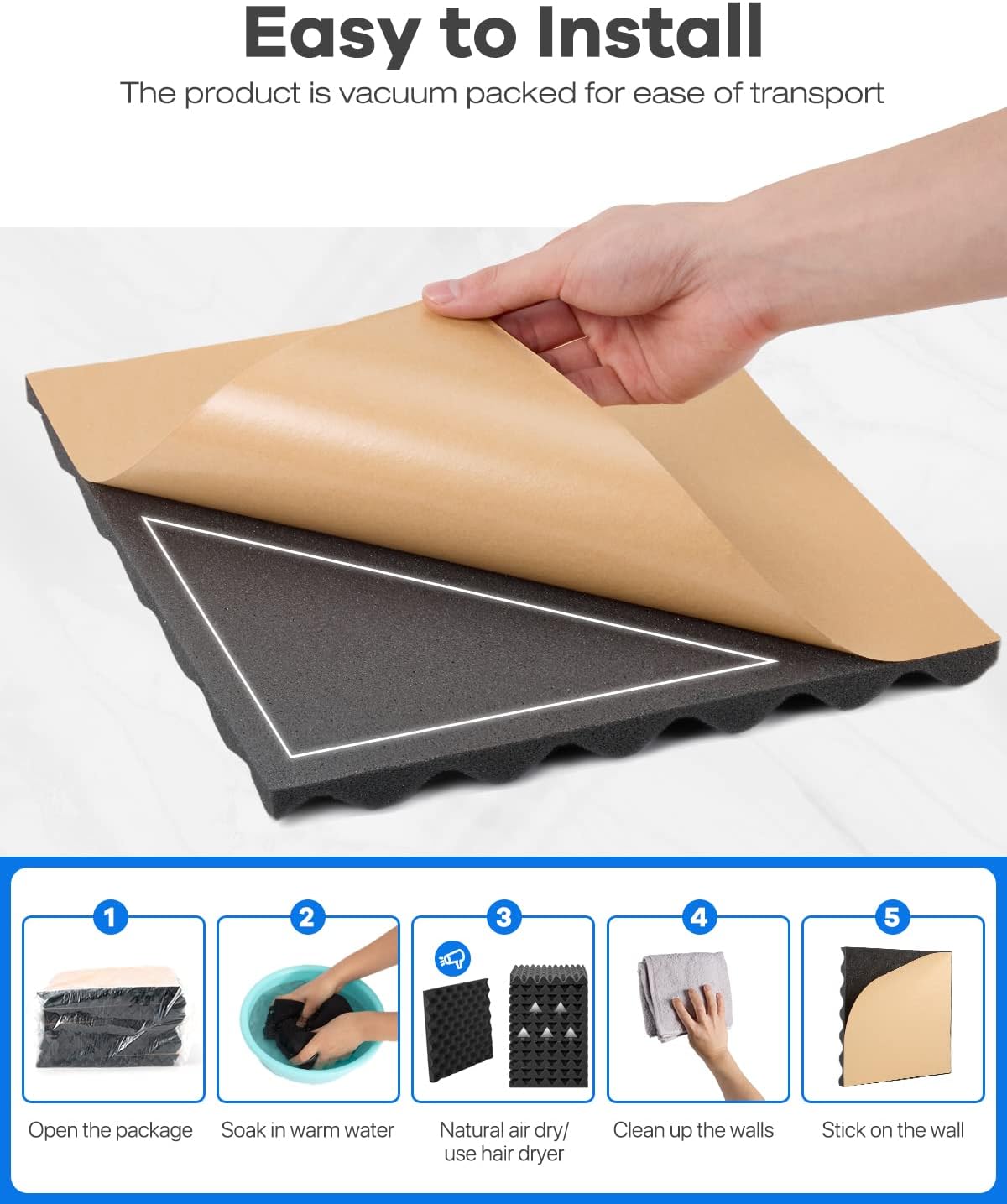 Selbstklebende Akustikplatten, Selbstklebend-12 Stück 2.5cm-Schwarz