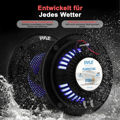 Outdoor Lautsprecher mit LED-Lichtern, 180 Watt Schwarz