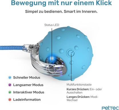 Interaktiver Katzenball mit Schnur - Automatisch & Selbstrollend, Ball