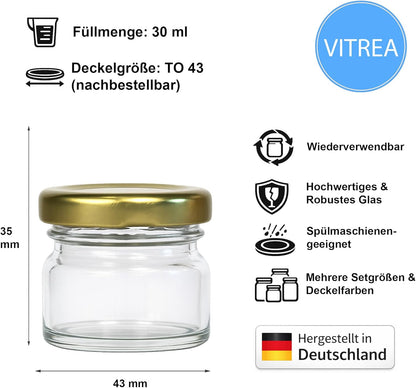 Mini Marmeladengläser Set mit Schraubdeckel (25x 30 ml), 30 ml 25