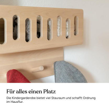 Kindergarderobe mit Kleiderhaken, Klein (ohne Sichtfenster) Weiß Lackiert
